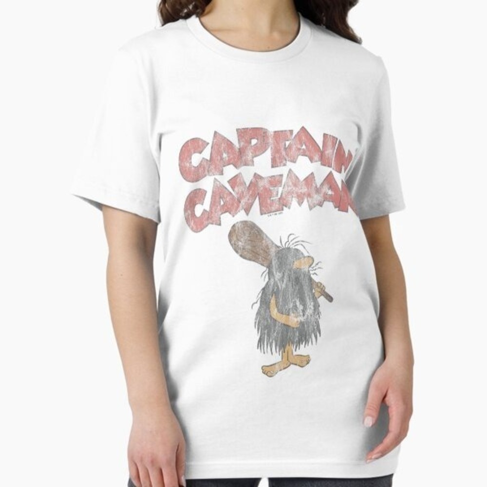 Cool Funny Captain Caveman Cartoon Nostalgia Graphic Tee Shirt